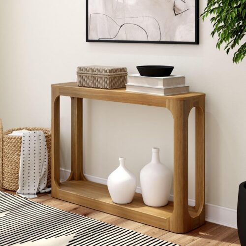 81qlJRu54EL._AC_SL1500_ Forma Console Table, 46 Inch, Solid Wood Sofa Table, Entryway Table for Hallway, Narrow Behind The Couch Table, Console Tables for Entryway, Living Room, Foyer, Easy Assembly, Pecan