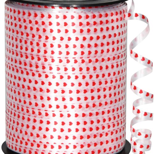 1 500 Yard Valentine Ribbon, Heart Ribbon, White Curling Ribbon for Gift Wrapping, Valentines Day Ribbon, Balloon String, Ribbon for Balloons, Mother's Day, Anniversary, Christmas (1 Roll)