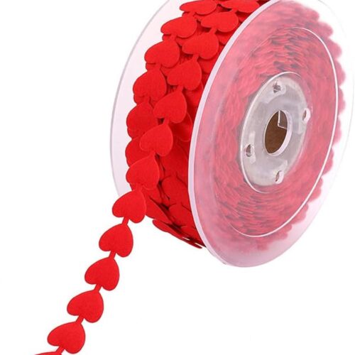 1 5/8" Love Heart Ribbon for Crafts - 20 Meters/1 roll Red Embossing Ribbon with Hearts for Valentine’s Day Gift Wrapping, Home Decor Red