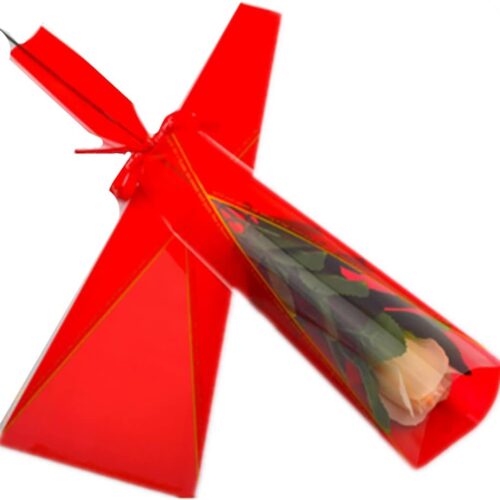 1 100 Counts Single Floral packaging bag,Single Rose Sleeve,Single Rose And Carnations Flower Wrapping Paper,Flower Bouquet Sleeve Bag for Mother's day Valentines Day Wedding Birthday Gift (Red)