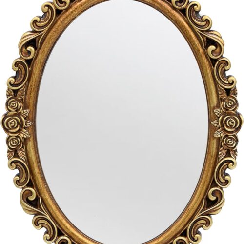 1 Oval Wall Mirror Mirror Vintage Hanging Mirrors for Bedroom Living-Room Dresser Decor (Gold;Frame Size:15.7 x 11.2 inch)