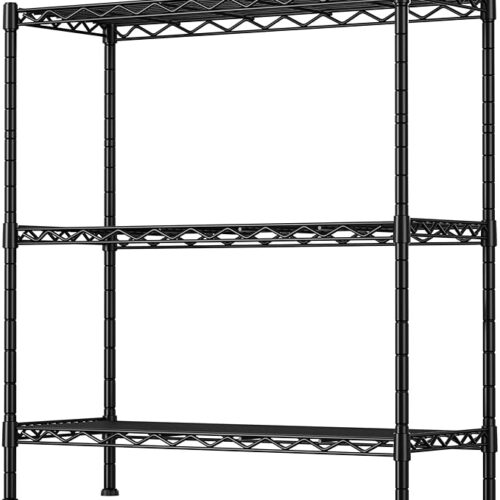 1 3-Shelf Adjustable Heavy Duty Storage Shelves,Metal Organizer Wire Rack for Laundry Bathroom Kitchen Pantry Closet Garage Shelving(Black,17.7" D x 35.4" W x 35.8" H)