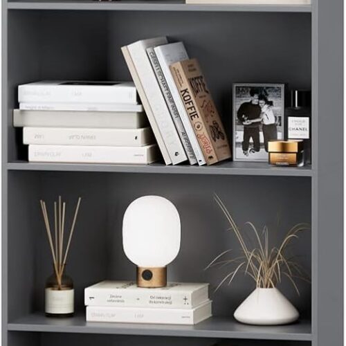1 6-Tier Open Bookcase and Bookshelf, Freestanding Display Storage Shelves Tall Bookcase for Bedroom, Living Room and Office, Dark Gray