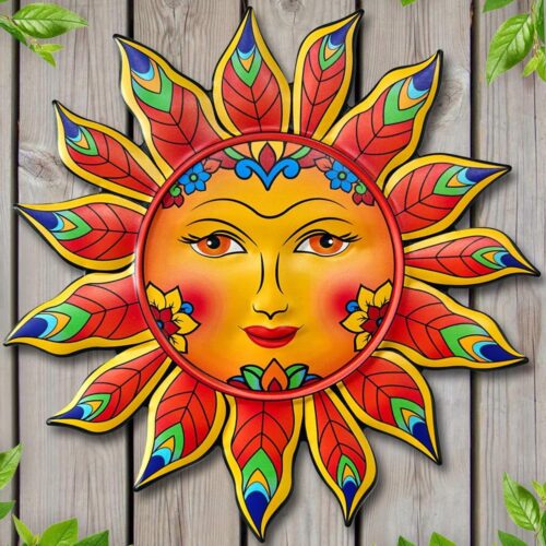 1 Metal Sun Flower Wall Decor,13inches Sun Wall Art Hanging Decoration for Indoor and Outdoor, Garden Farmhouse Yard Patio Fence Living Room Bedroom Decor