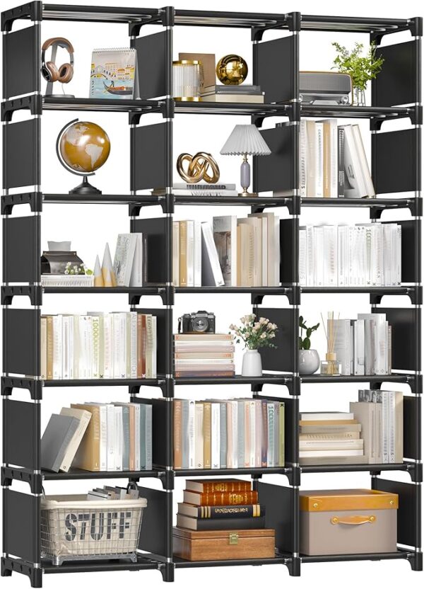 Book Shelf, 18 Cube Storage Organizer, DIY Tall Bookcases for Bedroom, Office, Living Room, Closet, 11.81" D x 47.21" W x 70.91" H, Black 1