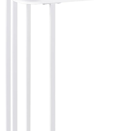 C Shaped End Table, 27 Inches High Small Side Table for Sofa and Bed, Couch Table That Slides Under, Tall Tv Tray Table for Living Room, Bedroom, Metal Frame, Snow White