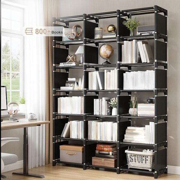 Book Shelf, 18 Cube Storage Organizer, DIY Tall Bookcases for Bedroom, Office, Living Room, Closet, 11.81" D x 47.21" W x 70.91" H, Black 5