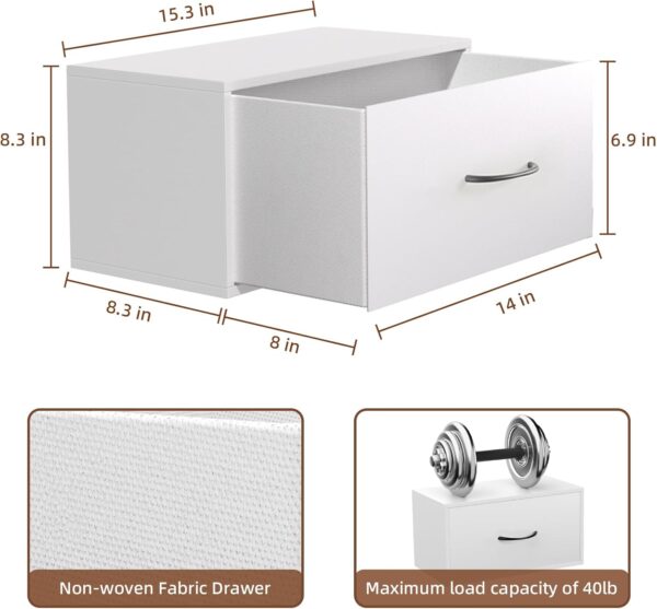 Floating Nightstand Shelf with Drawer, Bedside Shelf Wall Mounted Nightstand, White Bed Side Table/Night Stand with Drawer, Small Wall Shelves for Bedroom Modern Decor 5