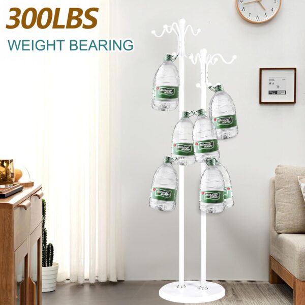 Metal Coat Rack With 17 Hooks, Double-Pole Freestanding Stand, Modern White Standing Tree Holder for Entryway 2