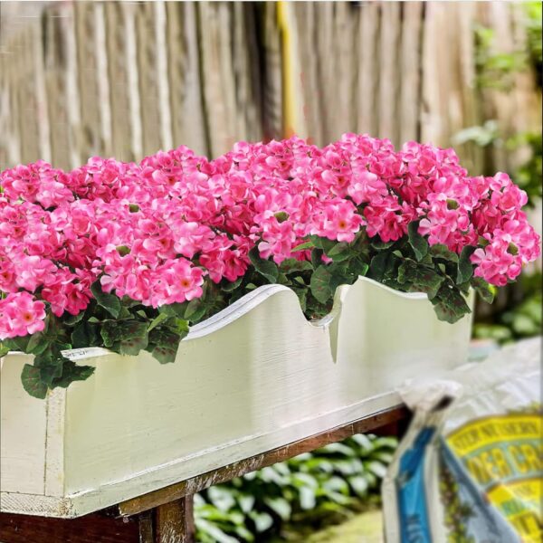 2 Pcs Artificial Geraniums Outdoor Silk Flowers Pink Artificial Geranium Bush Faux Flowers Geraniums for Floral Home Decor Indoor Garden Patio Grave Cemetary Vase Table Centerpiece 3