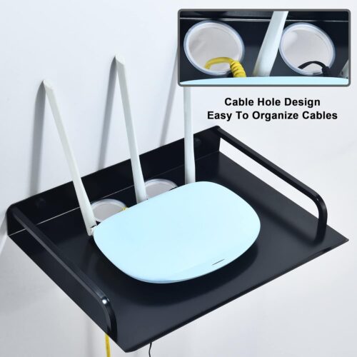 Floating Shelf for TV Components, Wall Mounted Projector Shelf Metal Entertainment Center Shelves for Router, Modem, Cable Boxe, Game Console, DVD Player, HiFi Receiver (1PCS, 12" x 10")