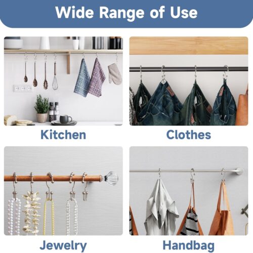 5 Shower Curtain Hooks Rings, Rust Resistant Metal Double Glide Shower Hooks Rings for Bathroom Shower Rods Curtains, Set of 12 Hooks - Nickel