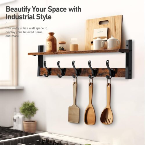 5 rustic wall coat rack with shelf 29 inch