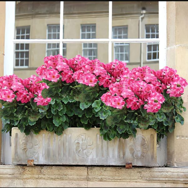 2 Pcs Artificial Geraniums Outdoor Silk Flowers Pink Artificial Geranium Bush Faux Flowers Geraniums for Floral Home Decor Indoor Garden Patio Grave Cemetary Vase Table Centerpiece 2