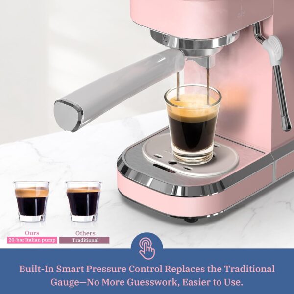 Professional Espresso Machine 20 Bar Espresso Maker CMEP01 with Milk Frother Steam Wand for Cappuccino and Latte (Pink) Gift for Coffee Lovers, Girl Friend, Daughter, Mom 4