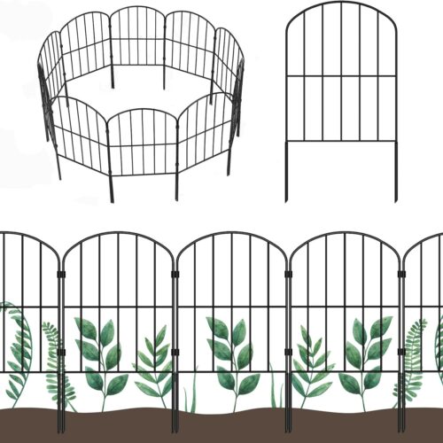 Decorative Garden Fence Fencing 10 Panels, 10ft (L) x 24in (H) Rustproof Metal Wire Border Animal Barrier for Dog, Flower Edging for Yard Landscape Patio Outdoor Decor, Arched