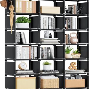 Bookcase, 18-Cube Extra Large Book Shelf, DIY Cube Storage Organizer for Bedroom, Living Room, Home Office - Black Visit the Mavivegue Store