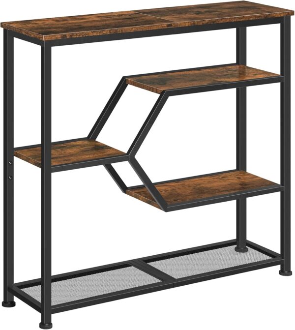 Console Table, 31.5'' Narrow Long Entryway Table, 5-Tier Thin Sofa Table with Open Storage Shelves, Foyer Table for Hallway, Entrance, Living Room, Bedroom, Rustic Brown and Black CTHR13101 1