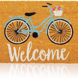 Natural Coir Doormat, Bicycle Welcome Mat (30 x 17 Inches)