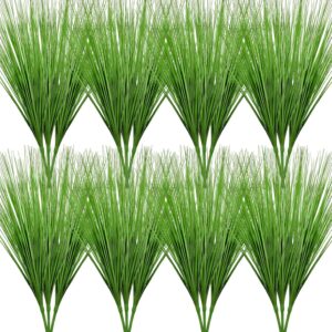 24 Pack 27'' Artificial Tall Grass Plants Outdoor Onion Fake Grass Plant Greenery Realistic Faux Wheat Shrubs Bush for Indoor House Home Gardening Office Room Patio Yard (Green)