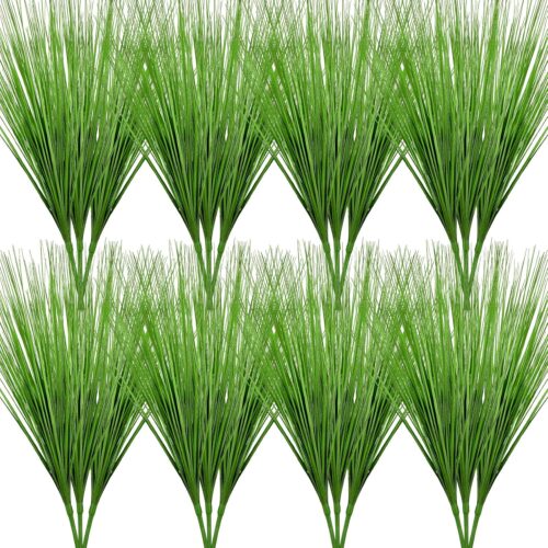 24 Pack 27'' Artificial Tall Grass Plants Outdoor Onion Fake Grass Plant Greenery Realistic Faux Wheat Shrubs Bush for Indoor House Home Gardening Office Room Patio Yard (Green)