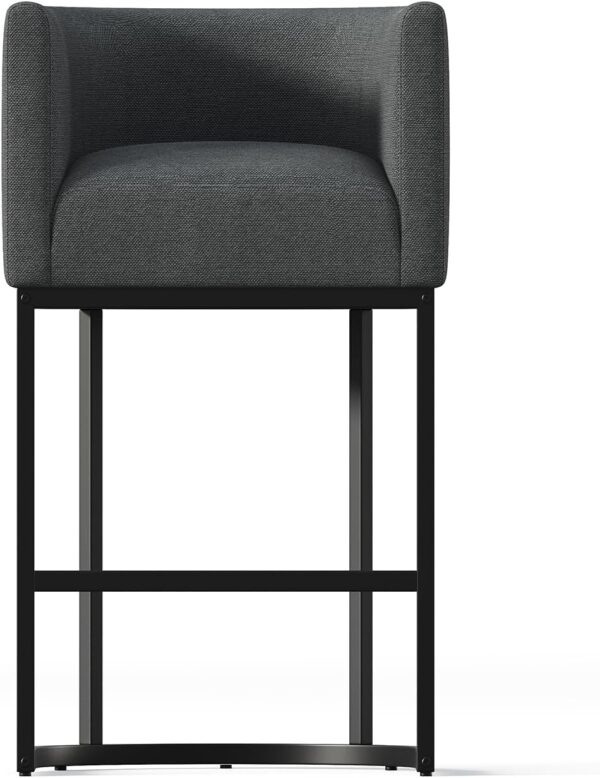 26 Inch Kitchen Island Stools,Bar Stool Covers with Backs,Island Chairs,Modern Bar Stools with Metal Legs (Fabric Dark Gray+Black, 1) 1