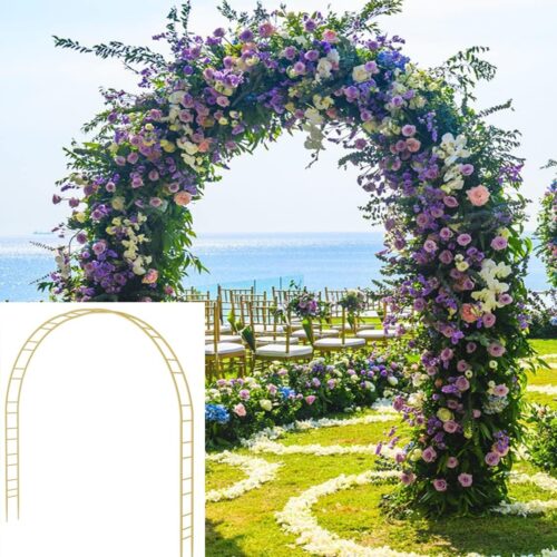 Extra Large Garden Arch 7.2Ft Wide 9.2Ft High, Wedding Arch for Ceremony, Outdoor Garden Trellis for Climbing Plant, Metal Balloon Arches Backdrop Stand with Prongs Base, Gold