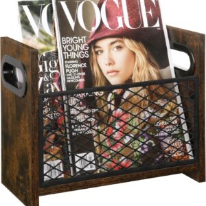 Magazine Holder, Magazine Rack for Desktop and Home Office, Farmhouse File Storage Basket for Letters, Magazines, Books, Newspapers (Small)