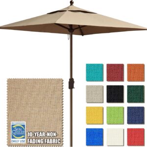 USA 10-Year-Non-Fading 6x6Ft Square Market Umbrella Patio Outdoor Table Umbrella with Ventilation, Heather Beige