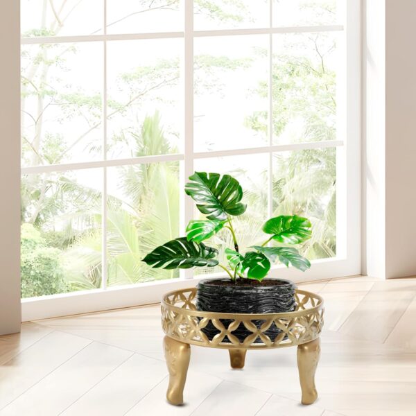 Gold Plant Stand, Metal Plant Stands Outdoor, Anti-Rust Iron Planter Stands for Indoor Plants, Round Flower Pot Stands Plant Shelf, Display Shelves Potted Plant Holders for Home Patio Decor 1