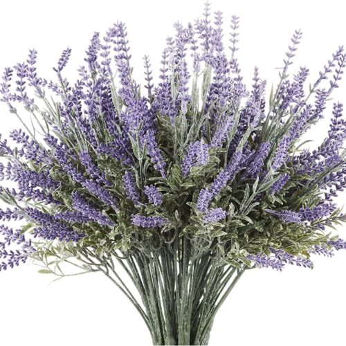 Butterfly Craze Artificial Lavender 4-Piece Bundle – Lifelike Faux Silk Plants for Crafting or Home Decor – Great for Pairing With Other Fake/Dried Flowers like Purple Roses to Create Wedding Bouquets