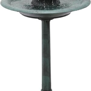 37" 3-Tier Outdoor Water Fountain & Bird Bath with Electric Pump, Vintage Pedestal Cascading Water Feature for Garden, Patio & Backyard Décor, 1.3-Gallon (5L) Capacity, Green
