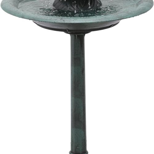 37" 3-Tier Outdoor Water Fountain & Bird Bath with Electric Pump, Vintage Pedestal Cascading Water Feature for Garden, Patio & Backyard Décor, 1.3-Gallon (5L) Capacity, Green