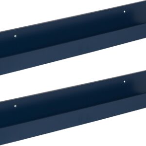 24 inch 2-Pack Wood Floating Wall Shelf Picture Frame Holder Ledge, Navy Blue