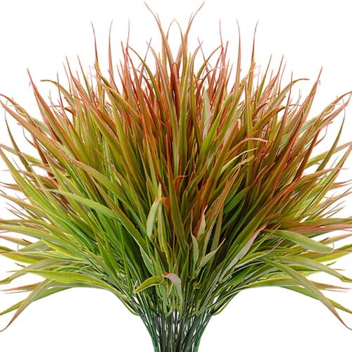 Outdoor Artificial Plants Fake Grass UV Resistant Greenery Plant Plastic Plants for Home Garden Decorating (12 Pcs)