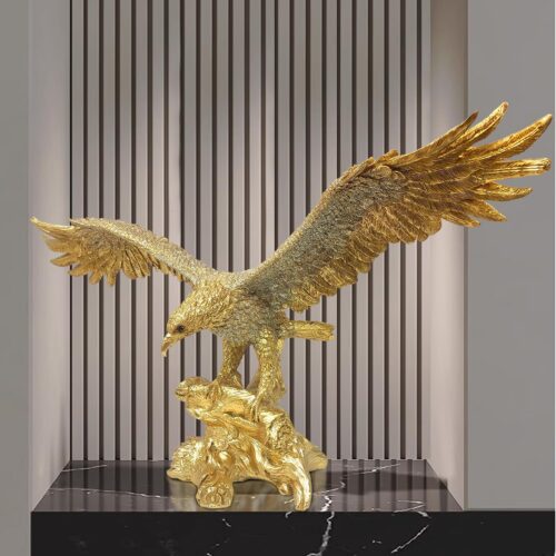 Large Bald Eagle Statue Unfurling Its Wings Ornaments Statue, Golden Eagle Sculpture Modern Home Office Figurine Decor Desktop Decoration