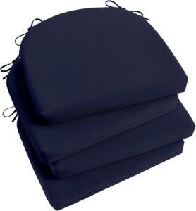 Outdoor Chair Cushions Set of 4, Outdoor Cushions for Patio Furniture, Water Resistant Patio Chair Cushions with 2 Ties, 17x16x2, Navy