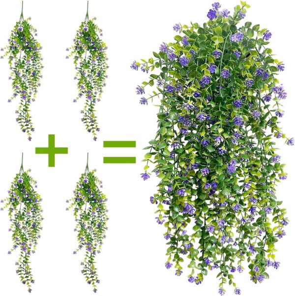 Hanging Artificial Flower for Outdoors Hanging Basket Hanging Fake Plant Artificial Hanging Plants Plastic Plants Weather Resistant Artificial Flowers for Home Garden Wedding Party Indoor Outdoor 2