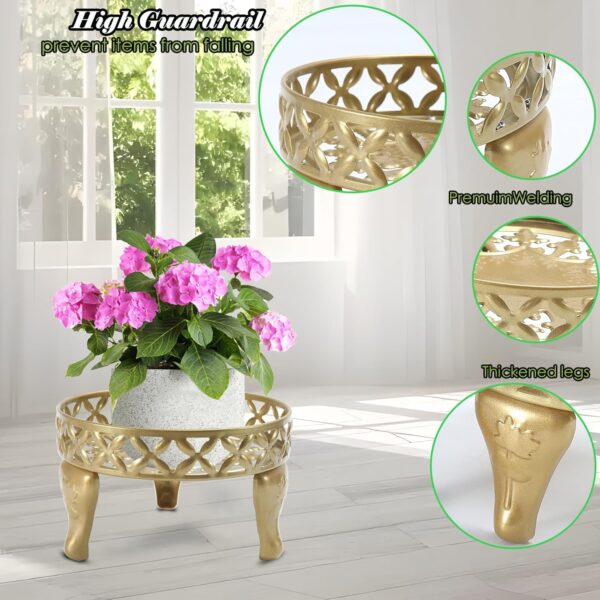 Gold Plant Stand, Metal Plant Stands Outdoor, Anti-Rust Iron Planter Stands for Indoor Plants, Round Flower Pot Stands Plant Shelf, Display Shelves Potted Plant Holders for Home Patio Decor 5