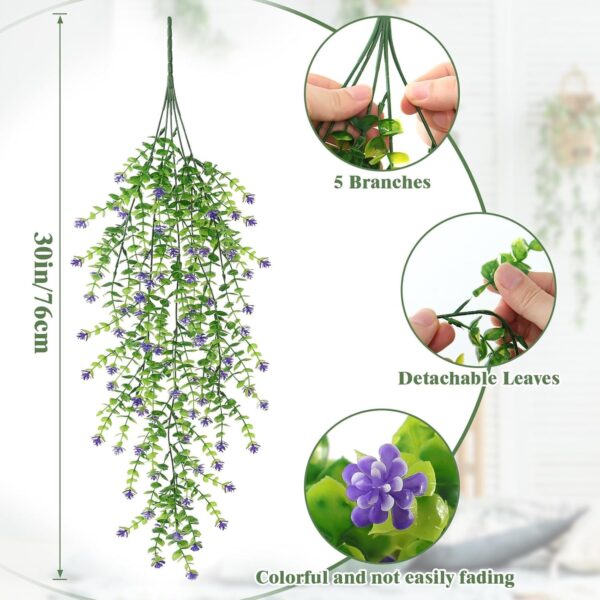 Hanging Artificial Flower for Outdoors Hanging Basket Hanging Fake Plant Artificial Hanging Plants Plastic Plants Weather Resistant Artificial Flowers for Home Garden Wedding Party Indoor Outdoor 3