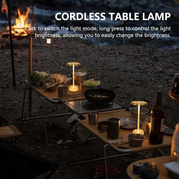 Portable Dimming Wireless Battery Operated Lamp, Rechargeable Cordless LED Table Lamps ,3-Levels Touch Sensor Light ,Nightstand Lamp/Bar/Restaurant Table/Outdoor/Coffee/Night Light (Gold) 3