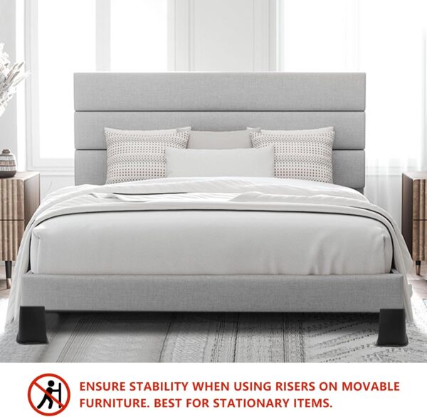4 Pack Oversized Bed Risers 6 inch Heavy Duty, Furniture Risers, Black Bed Lifts Risers for Table, Sofa, Chair, Couch, Desk, Bed Frame Risers Supports Up to 6,500 Lbs 3