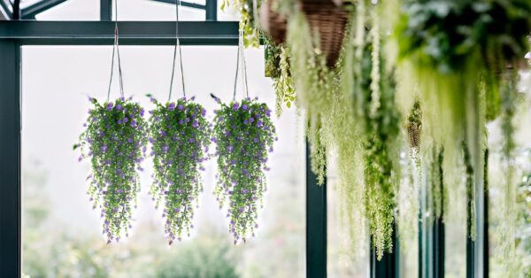 Hanging Artificial Flower for Outdoors Hanging Basket Hanging Fake Plant Artificial Hanging Plants Plastic Plants Weather Resistant Artificial Flowers for Home Garden Wedding Party Indoor Outdoor 4