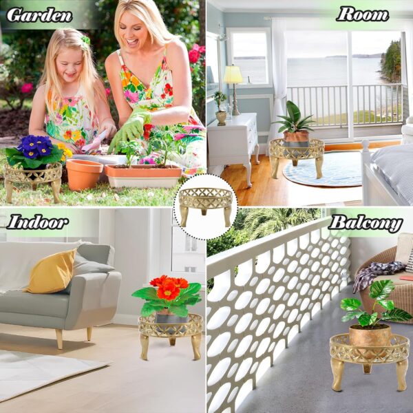 Gold Plant Stand, Metal Plant Stands Outdoor, Anti-Rust Iron Planter Stands for Indoor Plants, Round Flower Pot Stands Plant Shelf, Display Shelves Potted Plant Holders for Home Patio Decor 3