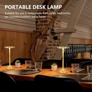 Portable Dimming Wireless Battery Operated Lamp, Rechargeable Cordless LED Table Lamps ，3-Levels Touch Sensor Light ，Nightstand Lamp/Bar/Restaurant Table/Outdoor/Coffee/Night Light (Gold)
