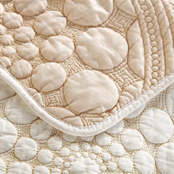 Boho Circle Embroidery Couch Sofa Cover Solid Color Cotton Quilted Non-Slip Sectional Couch Covers Sofa Slipcover for Dogs, Children, Pets Furniture Protector (White,28"x28") 5
