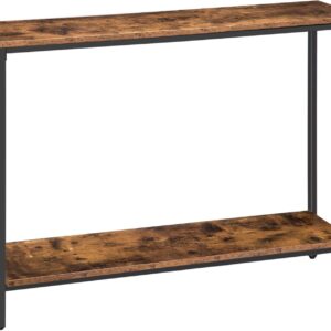 Console Table, 47.2" Narrow Entryway Table, Industrial Sofa Table with Shelf, Entrance Table for Living Room, Hallway, Foyer, Corridor, Office, Metal Frame, Rustic Brown and Black