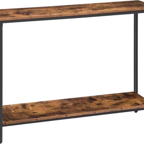 Console Table, 47.2" Narrow Entryway Table, Industrial Sofa Table with Shelf, Entrance Table for Living Room, Hallway, Foyer, Corridor, Office, Metal Frame, Rustic Brown and Black