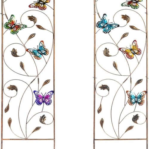 Set of 2 Butterfly Metal Garden Trellis for Climbing Plants, Decorative Vegetables Flowers Vine Trellis for Outdoor Patio 60'' H x 11'' W