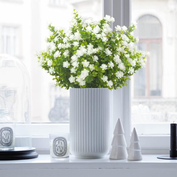 20 Bundles Artificial Flowers UV Resistant Fake Flowers No Fade Faux Plants Garden Porch Window Box Decorating (White) 3